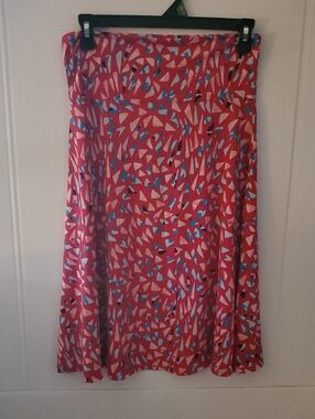 LuLaRoe Azure Red A-Line Skirt Abstract Print Size M